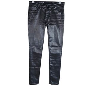 Adriano Goldschmied The Legging Super Skinny Ankle Black Faux Leather Jeans 24R
